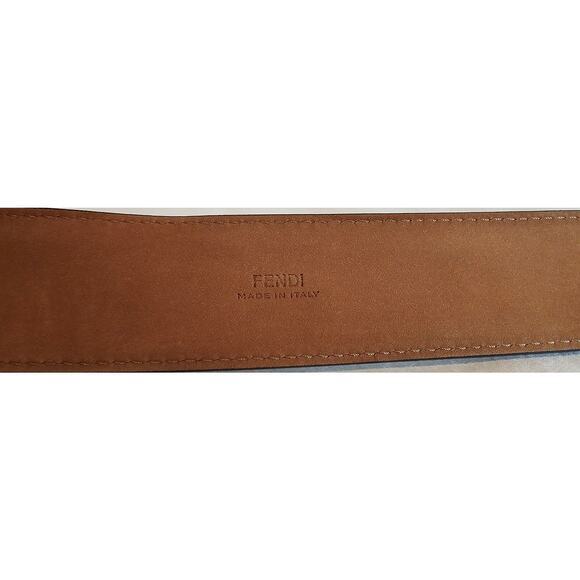 FENDI Baguette Sand Brown Calf Leather Silver Hardware Belt Size 90cm/36in - Picture 5 of 10